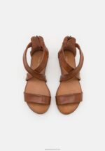 Z62T1316 Women Anna Field Leather Sandals Cognac - Image 6