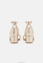 Z62T1318 Women Anna Field Leather Sandals Gold - Image 4