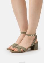 Z62T1330 Women Anna Field Leather Sandals Khaki