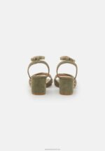 Z62T1330 Women Anna Field Leather Sandals Khaki - Image 4