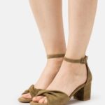 Z62T1332 Women Anna Field Leather Sandals Khaki