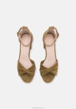 Z62T1332 Women Anna Field Leather Sandals Khaki - Image 6