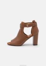 Z62T1333 Women Anna Field Leather Ankle Cuff Sandals Cognac - Image 2
