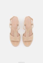 Z62T1335 Women Anna Field Leather Sandals Beige - Image 6