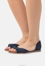 Z62T1340 Women Anna Field Leather Sandals Dark Blue
