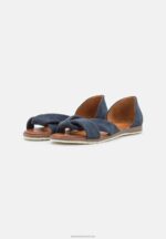 Z62T1340 Women Anna Field Leather Sandals Dark Blue - Image 3