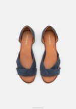 Z62T1340 Women Anna Field Leather Sandals Dark Blue - Image 6