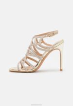 Z62T1354 Women Anna Field Leather High Heeled Sandals Gold - Image 2