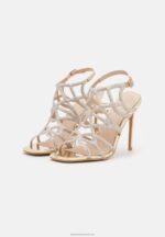 Z62T1354 Women Anna Field Leather High Heeled Sandals Gold - Image 3