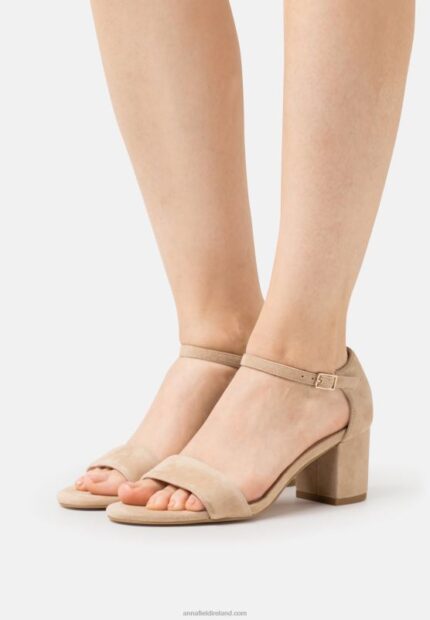 Z62T1355 Women Anna Field Leather Sandals Beige