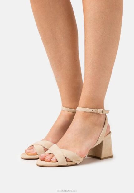 Z62T1359 Women Anna Field Leather Sandals Beige
