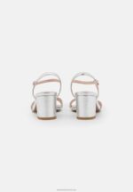 Z62T1362 Women Anna Field Leather Sandals Silver - Image 4
