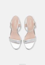 Z62T1362 Women Anna Field Leather Sandals Silver - Image 6