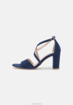 Z62T1370 Women Anna Field Leather High Heeled Sandals Dark Blue - Image 2