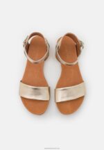 Z62T1371 Women Anna Field Leather Sandals Gold-Coloured - Image 6