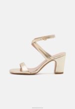 Z62T1372 Women Anna Field Leather High Heeled Sandals Gold-Coloured - Image 2