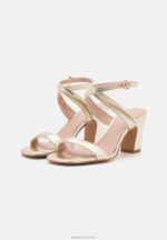 Z62T1372 Women Anna Field Leather High Heeled Sandals Gold-Coloured - Image 3
