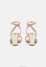 Z62T1372 Women Anna Field Leather High Heeled Sandals Gold-Coloured - Image 4