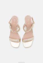Z62T1372 Women Anna Field Leather High Heeled Sandals Gold-Coloured - Image 6