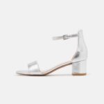 Z62T1381 Women Anna Field Leather Sandals Silver