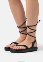 Z62T1386 Women Anna Field Leather Sandals Black