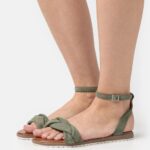 Z62T1387 Women Anna Field Leather Sandals Khaki