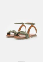 Z62T1387 Women Anna Field Leather Sandals Khaki - Image 3