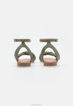 Z62T1387 Women Anna Field Leather Sandals Khaki - Image 4
