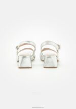 Z62T1388 Women Anna Field Leather Sandals Silver - Image 4