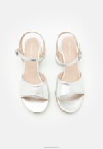 Z62T1388 Women Anna Field Leather Sandals Silver - Image 6
