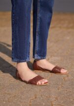 Z62T1389 Women Anna Field Leather Sandals Cognac - Image 3