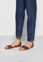 Z62T1389 Women Anna Field Leather Sandals Cognac - Image 4