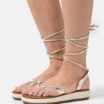 Z62T1390 Women Anna Field Leather Sandals Gold