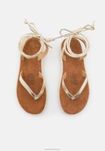 Z62T1390 Women Anna Field Leather Sandals Gold - Image 6