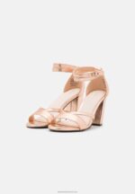 Z62T1392 Women Anna Field Leather Sandals Rose Gold Coloured - Image 2