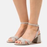 Z62T1393 Women Anna Field Leather Sandals Grey