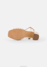Z62T1397 Women Anna Field Leather High Heeled Sandals Gold - Image 5