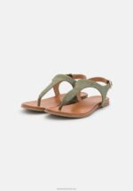Z62T1399 Women Anna Field Leather Sandals Khaki - Image 3