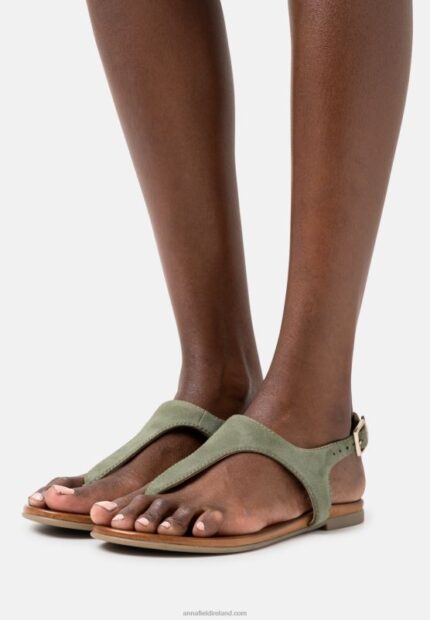 Z62T1399 Women Anna Field Leather Sandals Khaki