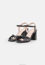 Z62T1400 Women Anna Field Leather High Heeled Sandals Black - Image 3