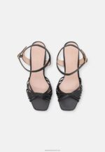 Z62T1400 Women Anna Field Leather High Heeled Sandals Black - Image 6