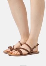 Z62T1401 Women Anna Field Leather Sandals Brown