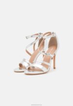 Z62T1402 Women Anna Field High Heeled Sandals Silver - Image 3