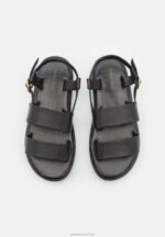 Z62T1407 Women Anna Field Leather Sandals Black - Image 6