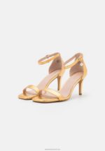 Z62T1409 Women Anna Field Leather Sandals Gold - Image 3
