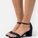 Z62T1415 Women Anna Field Leather Sandals Dark Blue