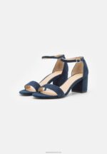 Z62T1415 Women Anna Field Leather Sandals Dark Blue - Image 3