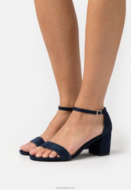 Z62T1415 Women Anna Field Leather Sandals Dark Blue