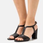 Z62T1417 Women Anna Field Leather Sandals Black