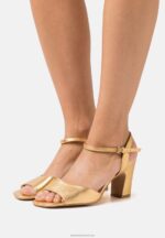 Z62T1423 Women Anna Field Leather Sandals Gold